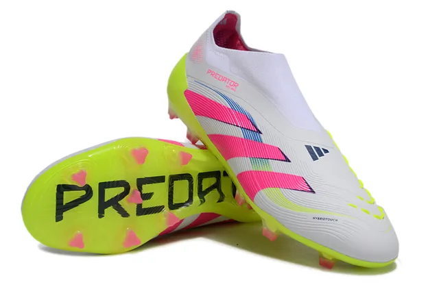 Adidas White Pink Low-Cut Sock-Fit Upper Neon Lime Green Outsole Firm-Ground Soccer Shoes 6