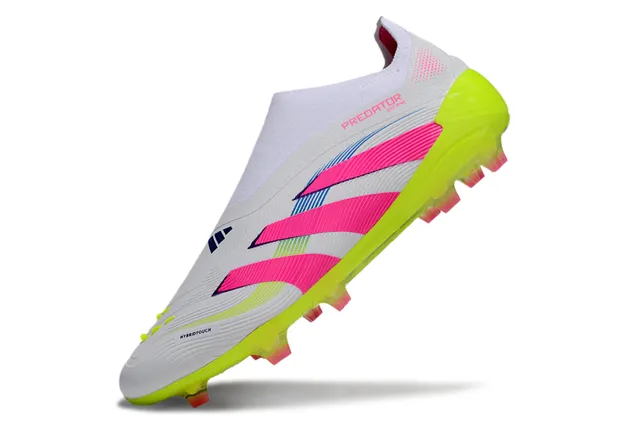 Adidas White Pink Low-Cut Sock-Fit Upper Neon Lime Green Outsole Firm-Ground Soccer Shoes 7