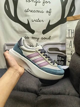 Adidas White Purple Platform Sole Suede And Textile Upper Chunky Sneakers 5