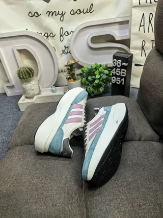 Adidas White Purple Platform Sole Suede And Textile Upper Chunky Sneakers 6