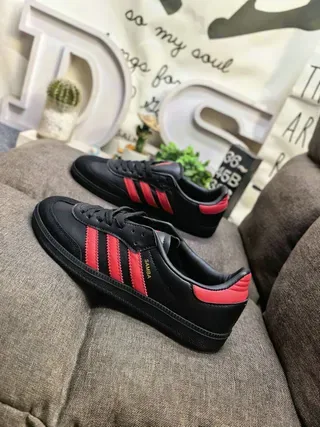Adidas White Red Leather Upper Three-Stripe Side Panel Lifestyle Sneakers 7