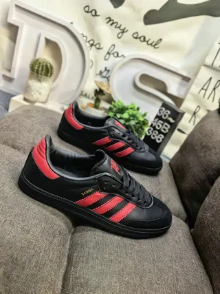Adidas White Red Leather Upper Three-Stripe Side Panel Lifestyle Sneakers 9