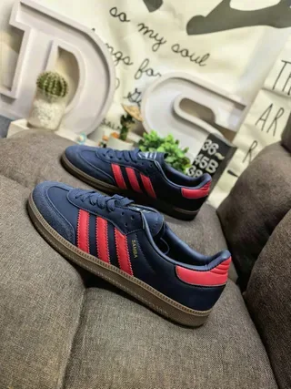 Adidas White Red Leather Upper Three-Stripe Side Panel Lifestyle Sneakers 17