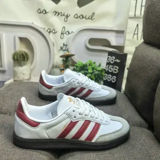 Adidas White Red Low-Top Cupsole Leather-Suede Upper Lifestyle Sneakers