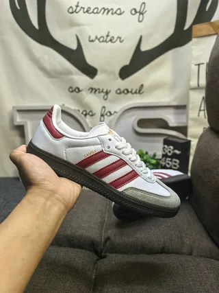 Adidas White Red Low-Top Cupsole Leather-Suede Upper Lifestyle Sneakers 5