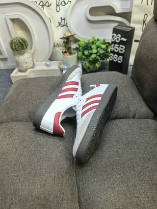 Adidas White Red Low-Top Cupsole Leather-Suede Upper Lifestyle Sneakers 6