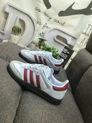 Adidas White Red Low-Top Cupsole Leather-Suede Upper Lifestyle Sneakers 7