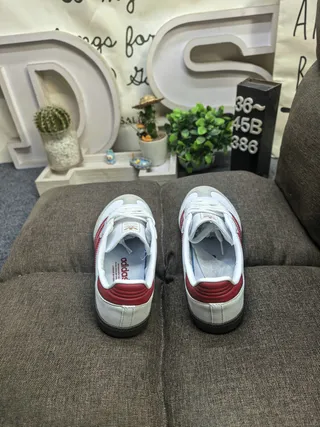 Adidas White Red Low-Top Cupsole Leather-Suede Upper Lifestyle Sneakers 8