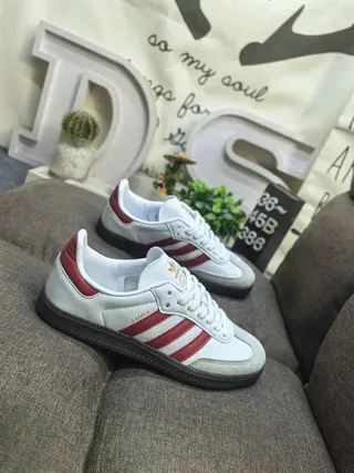 Adidas White Red Low-Top Cupsole Leather-Suede Upper Lifestyle Sneakers 9