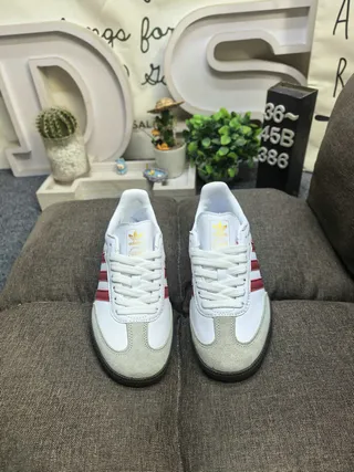 Adidas White Red Low-Top Cupsole Leather-Suede Upper Lifestyle Sneakers 10