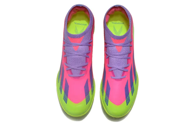 Adidas X Green Pink Low-Cut Synthetic Upper Molded TPU Stud Outsole Artificial-Grass Soccer Shoes 2