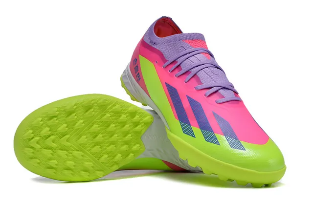 Adidas X Green Pink Low-Cut Synthetic Upper Molded TPU Stud Outsole Artificial-Grass Soccer Shoes 3