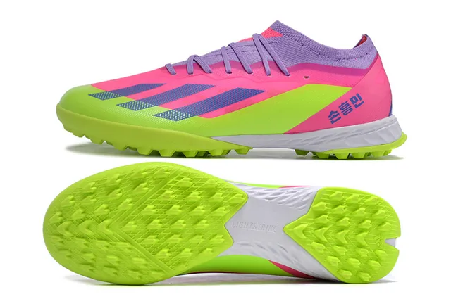 Adidas X Green Pink Low-Cut Synthetic Upper Molded TPU Stud Outsole Artificial-Grass Soccer Shoes 5