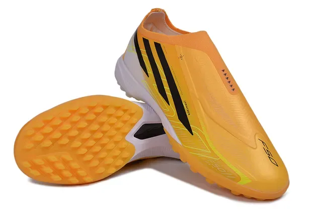 Adidas X Hyperfast Orange Blanc Chaussures de Football Turf Basse Coupe Sock-Fit Upper Moldé Outsole 4