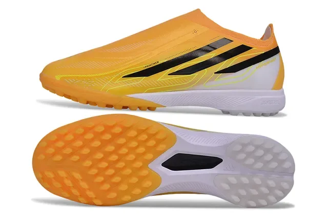 Adidas X Hyperfast Orange Blanc Chaussures de Football Turf Basse Coupe Sock-Fit Upper Moldé Outsole 6