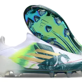 Adidas X সাদা বহুবর্ণীয় লেসবিহীন সকেট ফিট উপর অসমমিত TPU কেজ ফার্ম-গ্রাউন্ড সকার জুতা