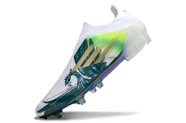 Adidas X Blanco Multicolor Sin Cordones Upper Ajuste a Calcetín Asimétrico TPU Cage Césped Firme Zapatos de Fútbol 3