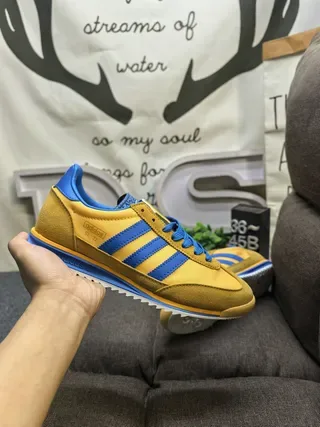Adidas Yellow Blue Retro Runner Silhouette Suede And Synthetic Upper Lifestyle Sneakers 5