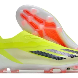 Adidas Yellow Orange Low-Cut Sock-Fit Upper Translucent Sole Firm-Ground Soccer Shoes