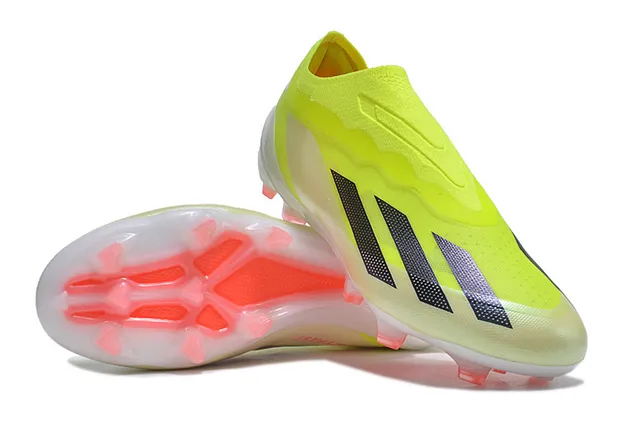 Adidas Yellow Orange Low-Cut Sock-Fit Upper Translucent Sole Firm-Ground Soccer Shoes 4