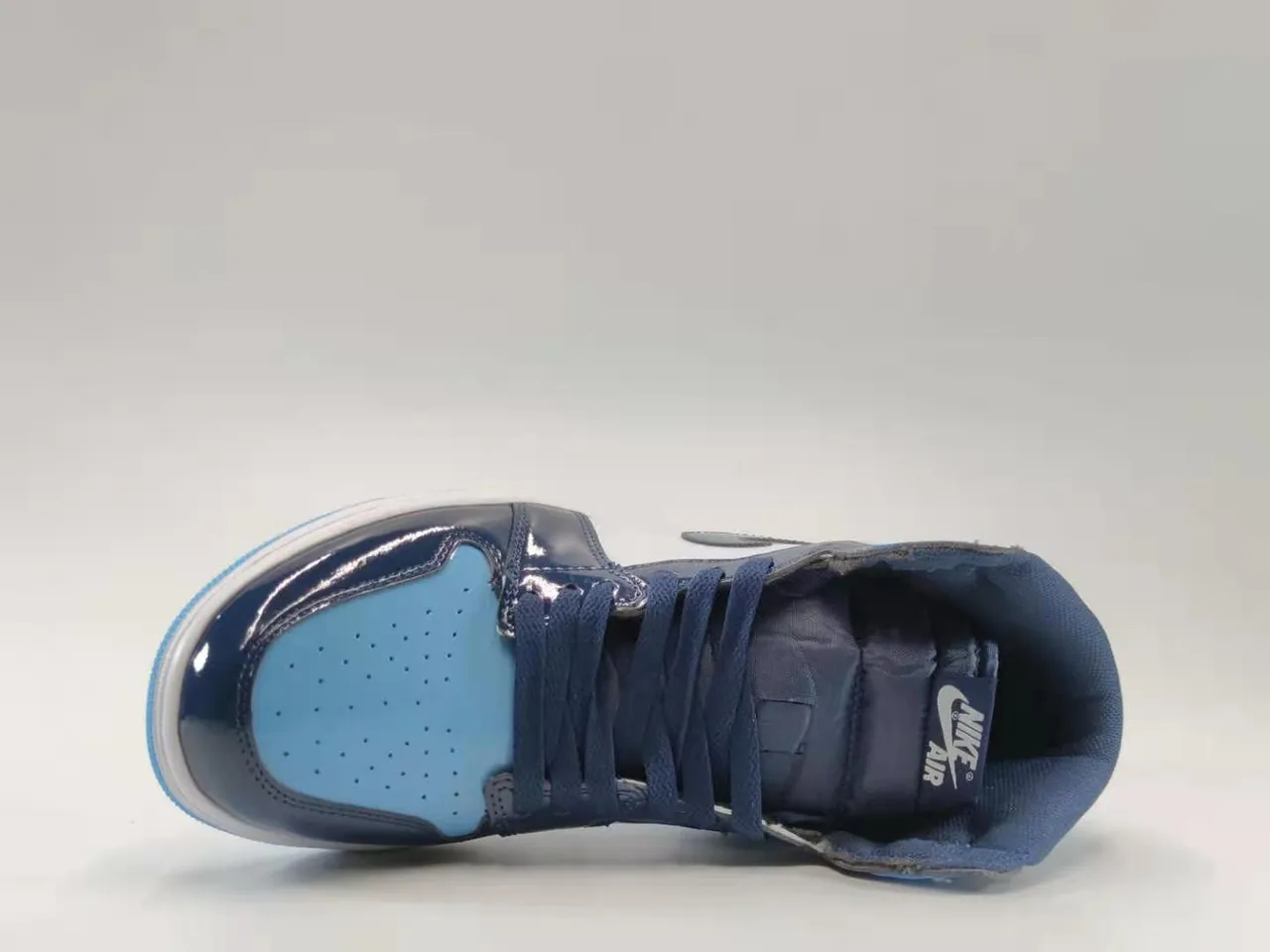 Air Jordan 1 Blue Navy High-Top Patent Leather Basketball Shoes 2