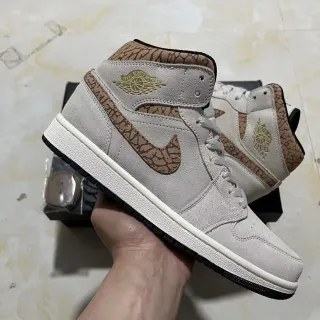 Air Jordan 1 High Zapatillas de Baloncesto con impresión de elefante beige