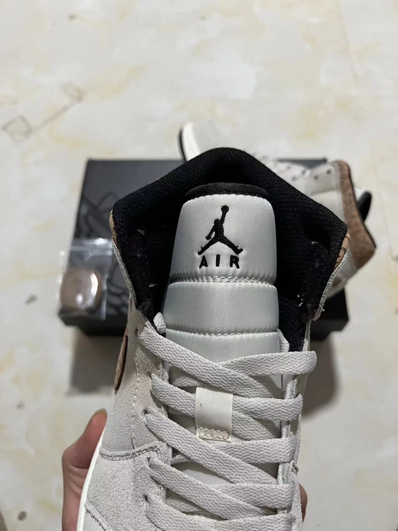 Air Jordan 1 High Beige Elephant Print Basketball Shoes 4