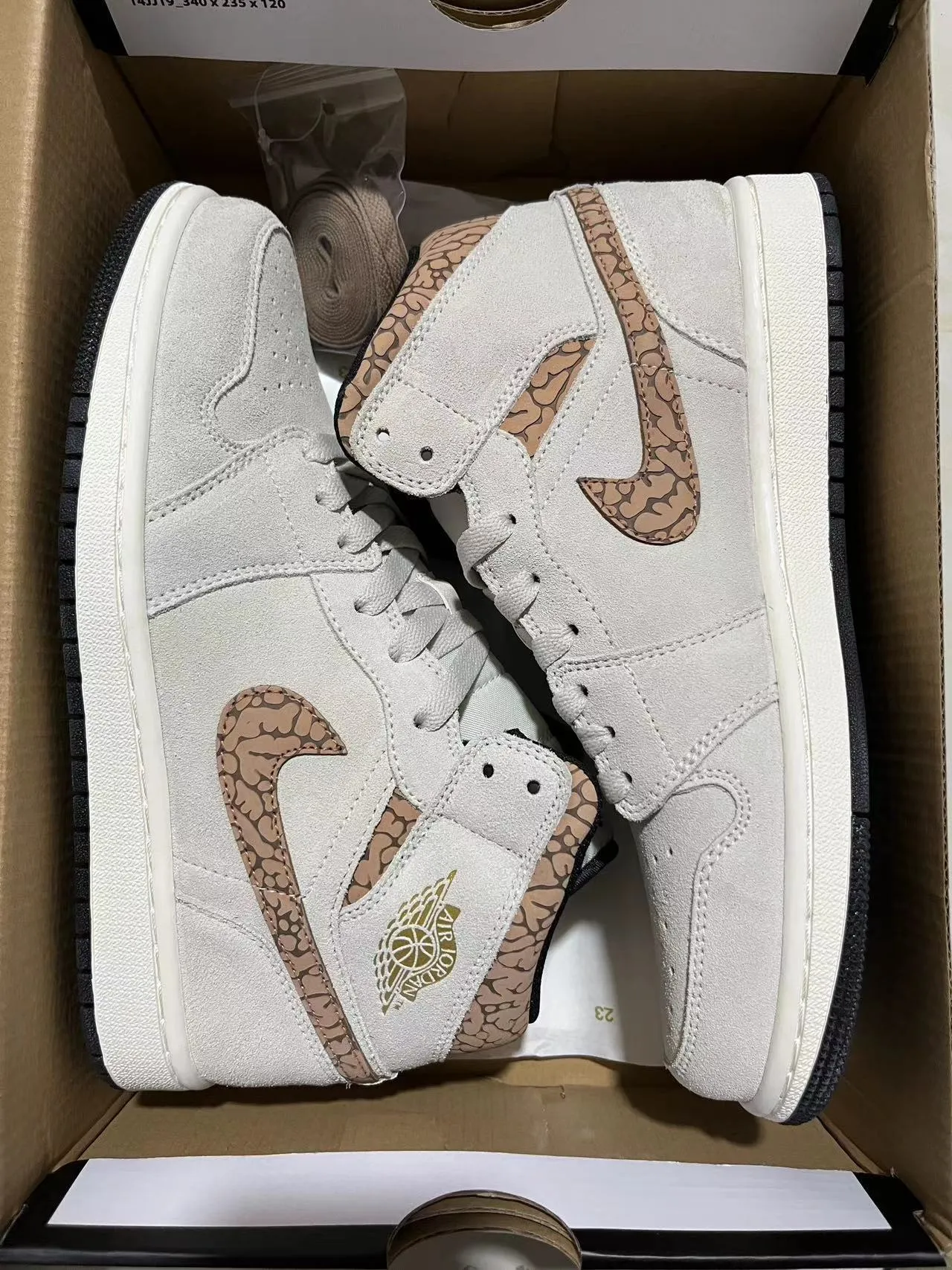 Air Jordan 1 High Beige Elephant Print Basketball Shoes 10