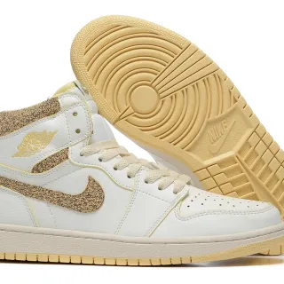 Air Jordan 1 High Off-White Gold Metallic Basketball Shoes