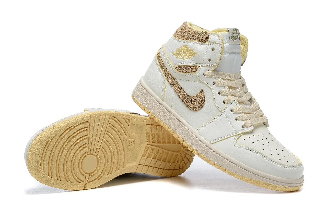 Tênis de basquete Air Jordan 1 High Off-White dourado metálico 4