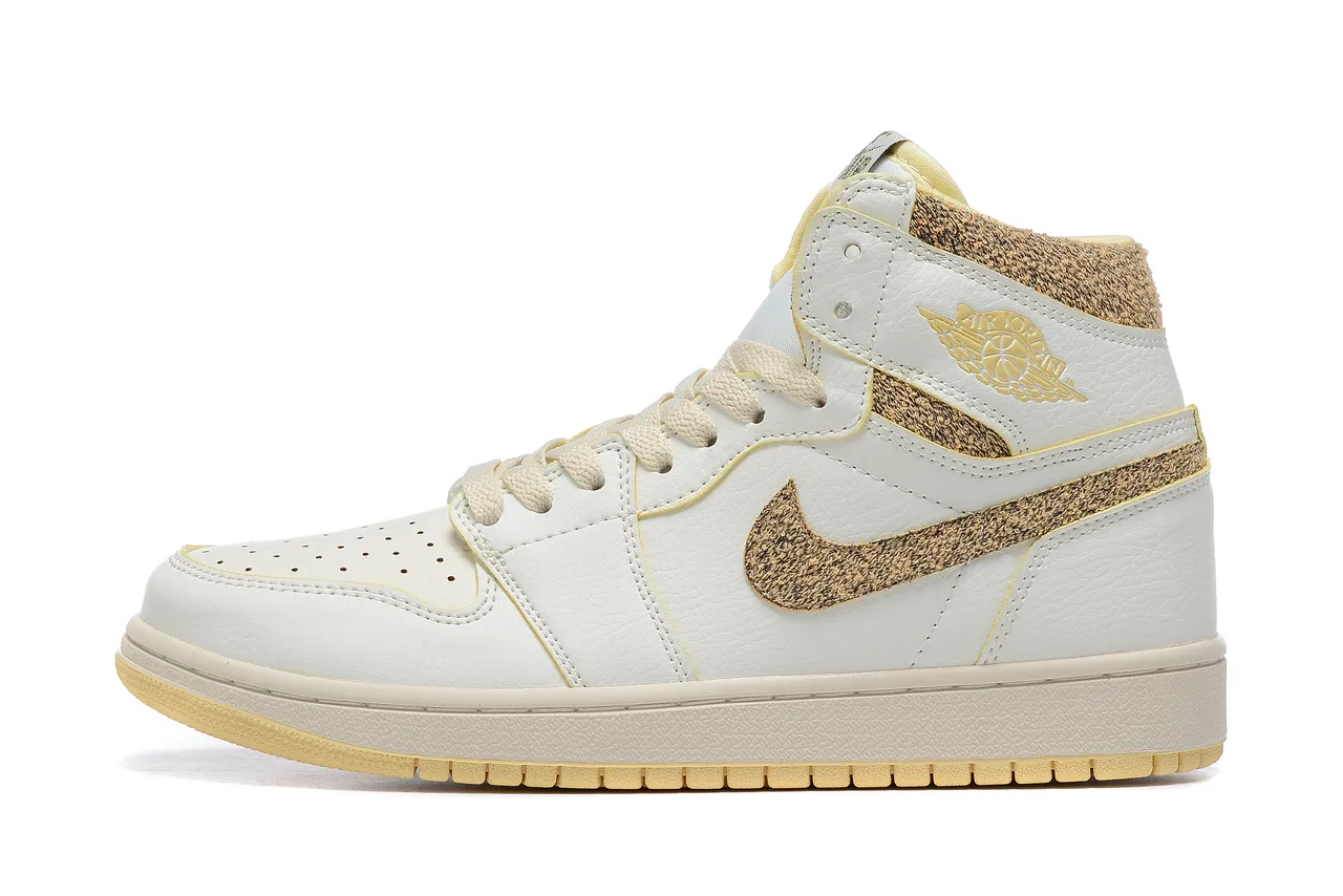 Tênis de basquete Air Jordan 1 High Off-White dourado metálico 5