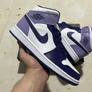 Air Jordan 1 High 白海军蓝紫色篮球鞋