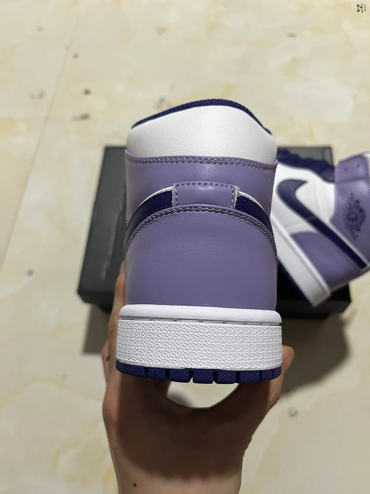 Air Jordan 1 High White Navy Purple Basketball Shoes 4