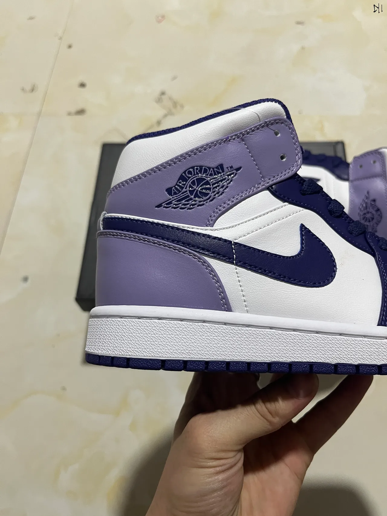 Air Jordan 1 High White Navy Purple Basketball Shoes 5