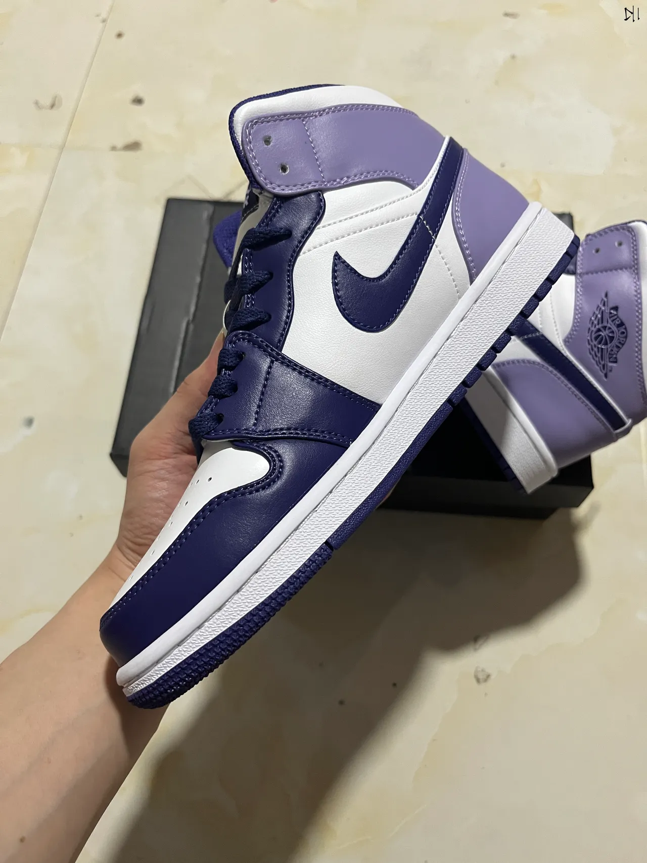 Air Jordan 1 High White Navy Purple Basketball Shoes 7