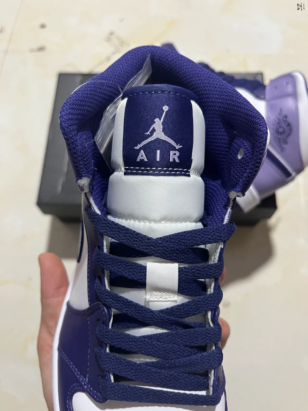 Air Jordan 1 High White Navy Purple Basketball Shoes 8