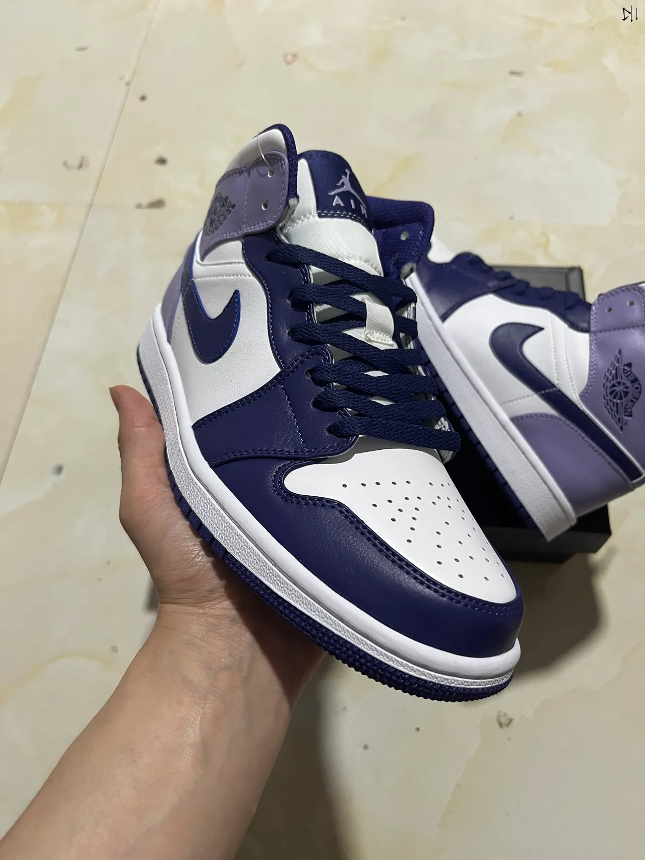 Air Jordan 1 High White Navy Purple Basketball Shoes 10
