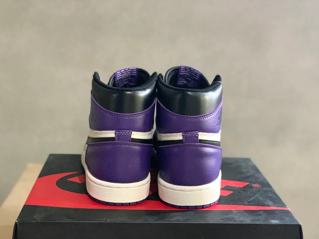 Air Jordan 1 Purple and Black Leather High-Top Basketball Shoes 3