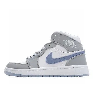 Air Jordan 1 White Blue High-Top Leather-and-Synthetic Upper Basketball Shoes