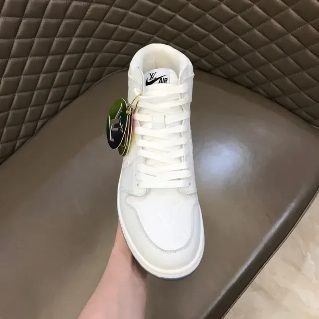Air Jordan 1 Branco Azul Alto Couro Superior Tênis de Basquete 4