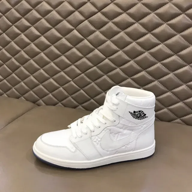 Air Jordan 1 Branco Azul Alto Couro Superior Tênis de Basquete 5