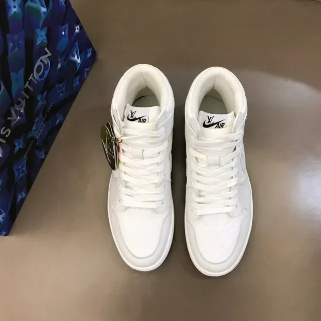 Air Jordan 1 Branco Azul Alto Couro Superior Tênis de Basquete 9