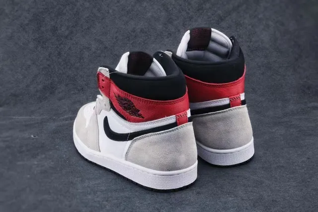 Air Jordan 1 White Gray High-Top Leather-Suede Hybrid Basketball Shoes 7