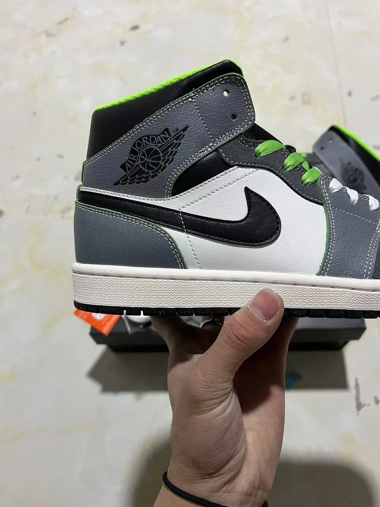 Air Jordan 1 White Gray High-Top Perforated Toe Basketball Shoes 7