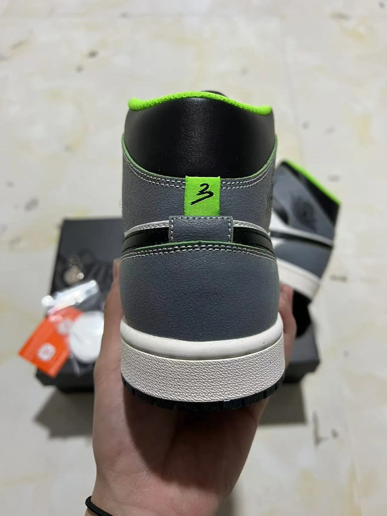Air Jordan 1 White Gray High-Top Perforated Toe Basketball Shoes 8