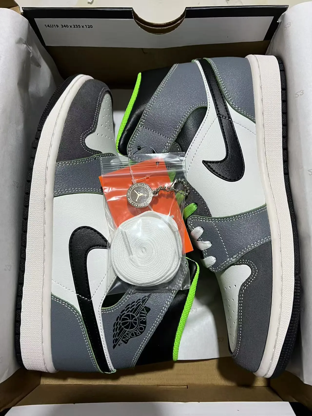 Air Jordan 1 White Gray High-Top Perforated Toe Basketball Shoes 9
