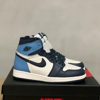 Air Jordan 1 Blanco Navy Azul Claro Zapatos de Baloncesto