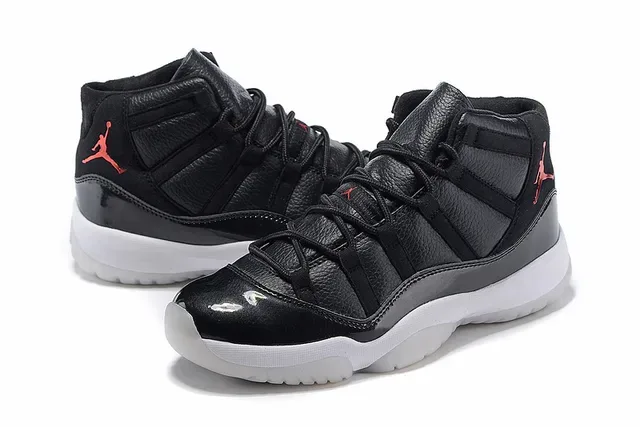 Air Jordan 11 Preto Vermelho Jumpman Tênis de Basquete 3