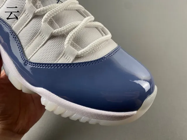 Air Jordan 11 Navy and White Patent Leather Basketball Shoes 2
