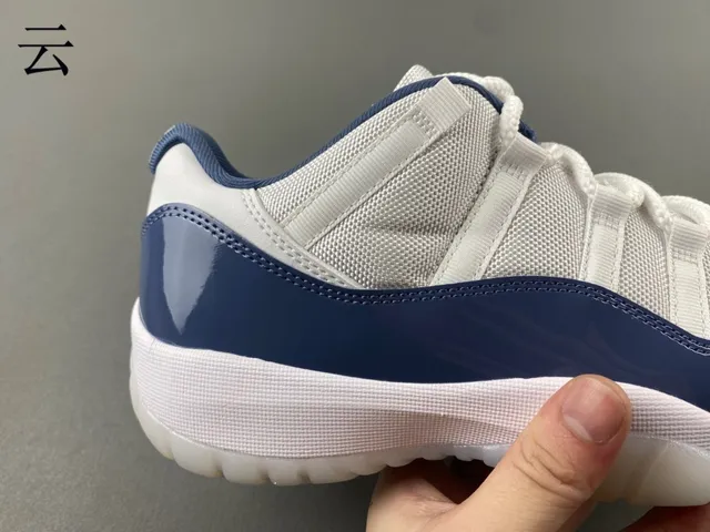 Air Jordan 11 Navy and White Patent Leather Basketball Shoes 3